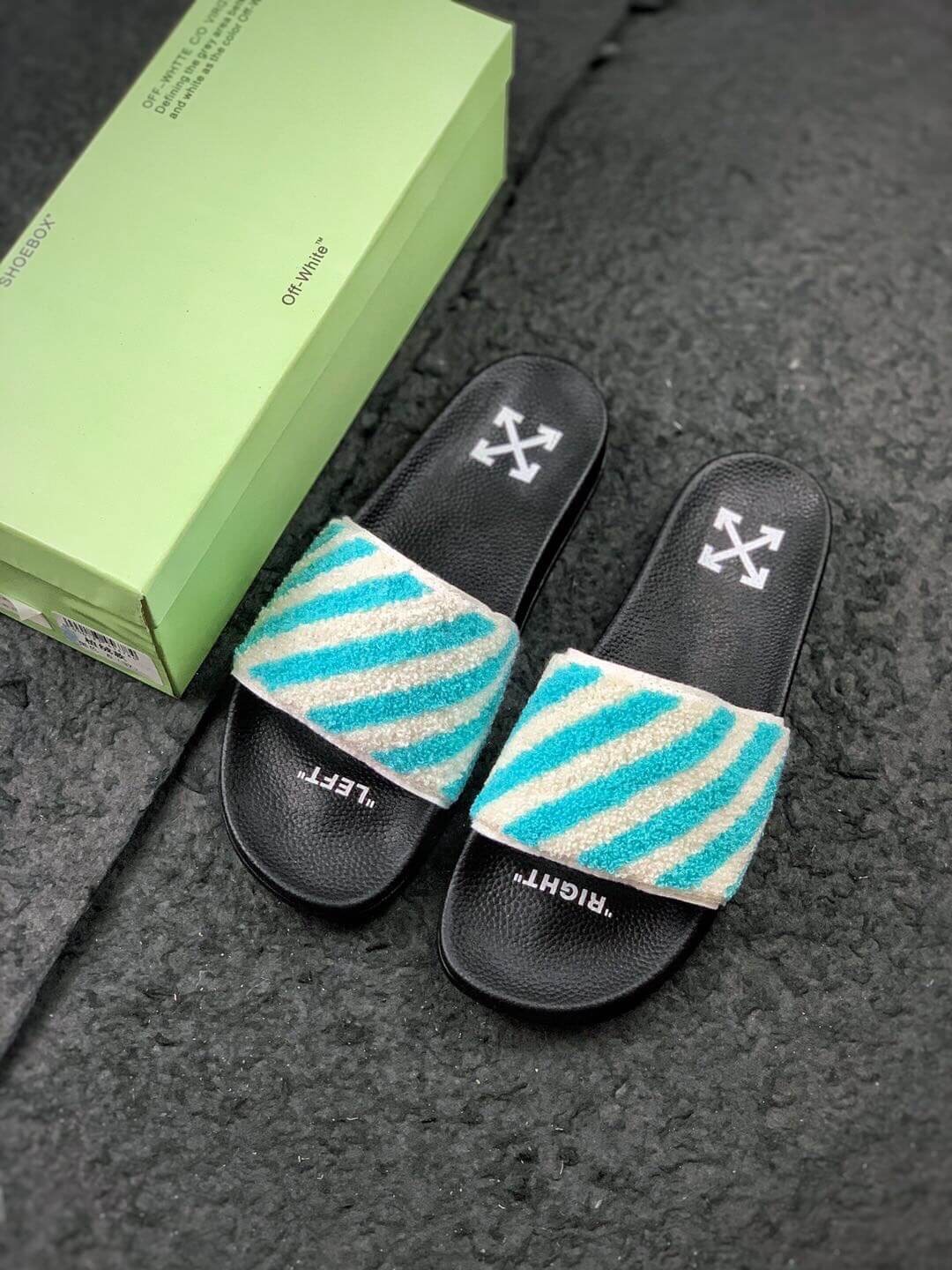 Off white 2024 flyknit slides